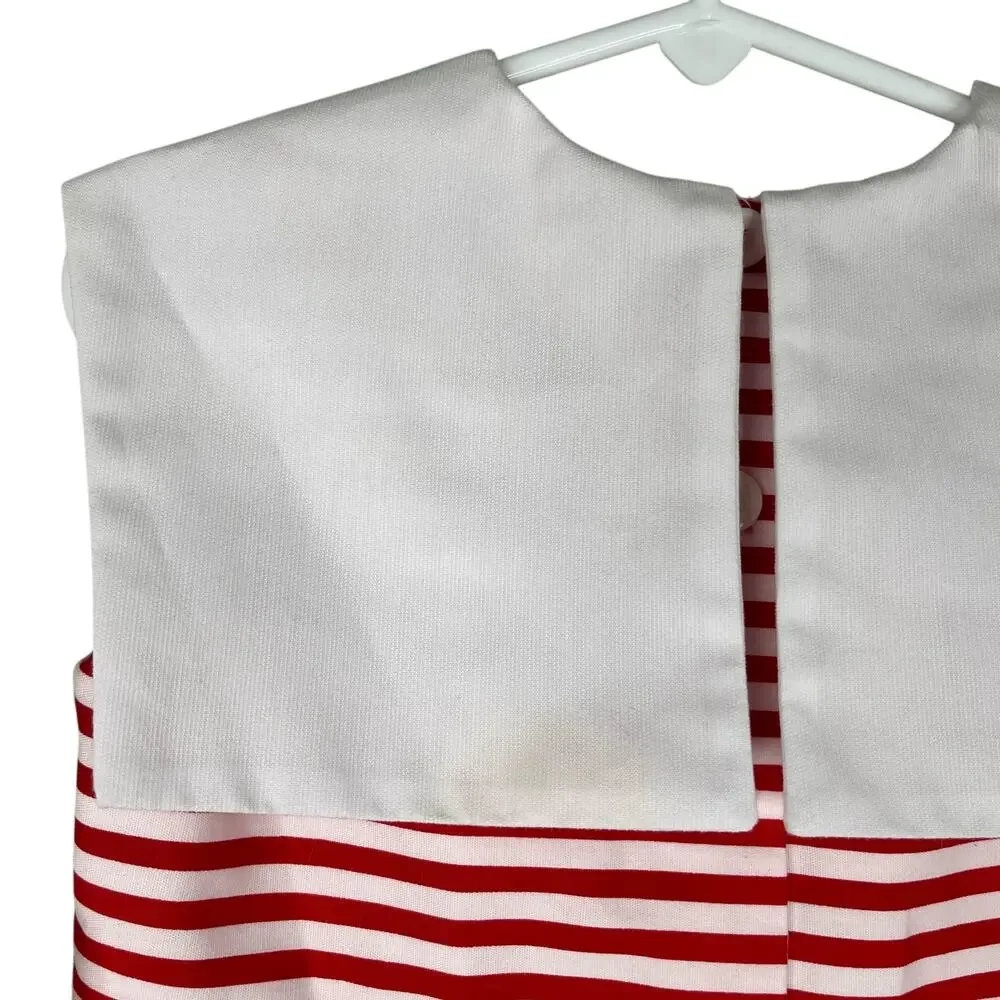 Vintage Sylvia Whyte Girls Nautical Dress Red White 4 New Flaws